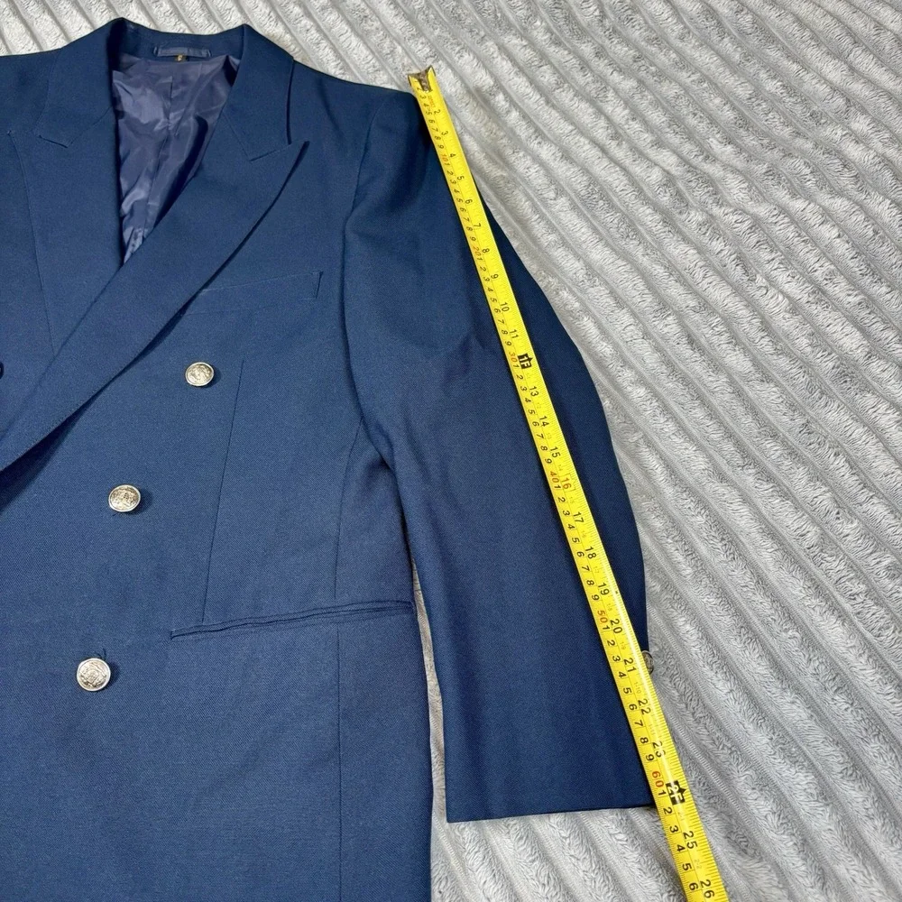 Garson‎ Pierye men's size R42 dark blue silver tone buttons w lions blazer